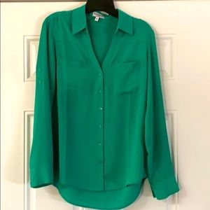 Express Slim Fit Portofino emerald green blouse